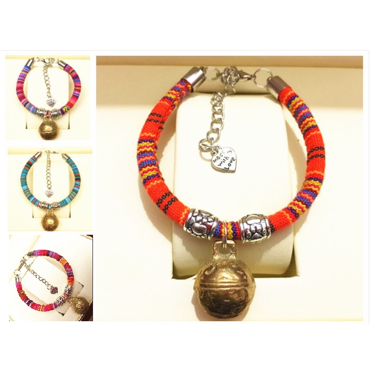 [HCM] Vòng cổ cho chó mèo, cho thú cưng kèm chuông vàng phong cách vintage (4 màu)