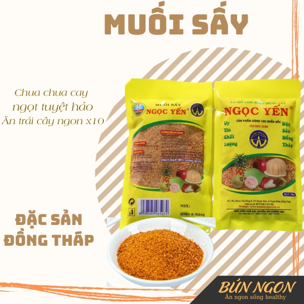 Muối Sấy Ngọc Yến Chấm Hoa Quả - Đặc sản Đồng Tháp Chính Hãng 100gr, Bao Bì Mới - Bún Ngon