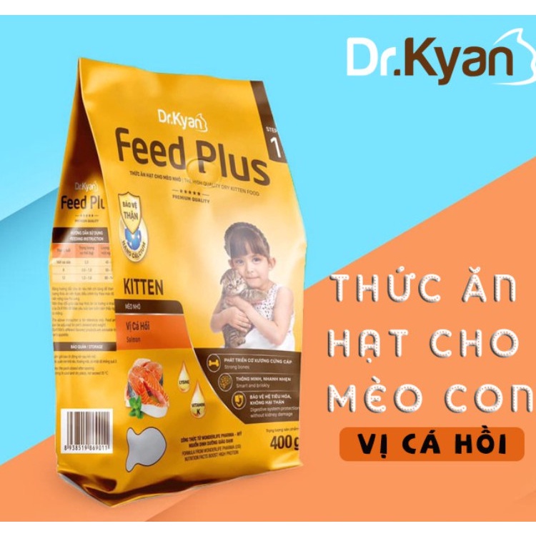 Thức Ăn Hạt Cho Mèo Con Feed Plus Kitten Dr.Kyan Vị Cá Hồi Gói 400g