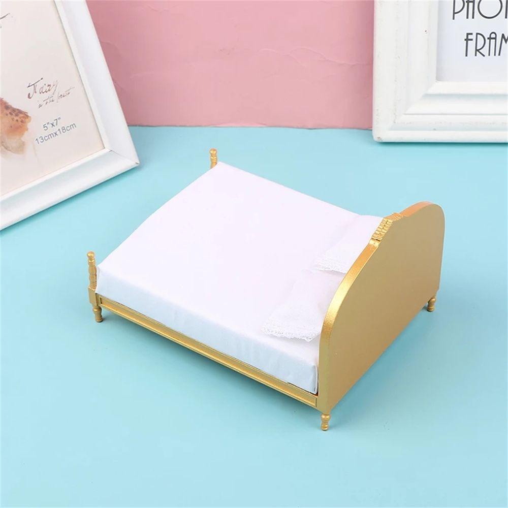 Giường Ngủ Đôi Phong Cách Châu Âu Trang Trí Nhà Búp Bê Tỉ Lệ 1: 12