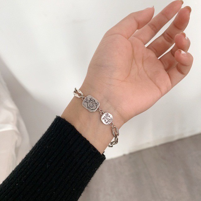 Vòng tay, lắc tay thép Titan không gỉ sợi xích mặt cute thời trang cá tính unisex CyberH VTĐ01 | BigBuy360 - bigbuy360.vn