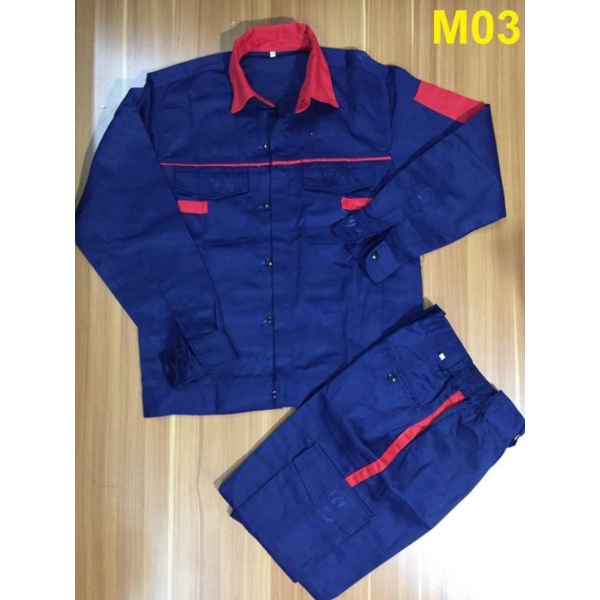 Quần áo bảo hộ may kỹ vải kaki dày dặn thoáng mát phối màu cho kỹ sư, giám sát, công nhân