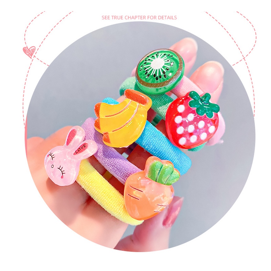 Set 10 dây cột tóc cao su Haimeikang co giãn họa tiết hoạt hình xinh xắn