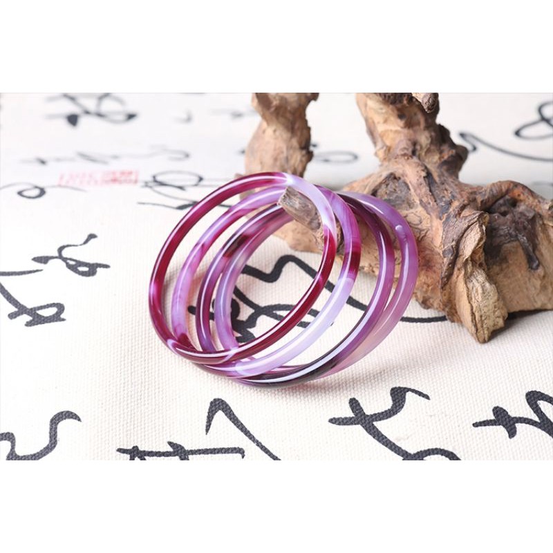 Vòng Tay Mã Não Tự Nhiên Màu Tím Phong Cách Cổ Điển