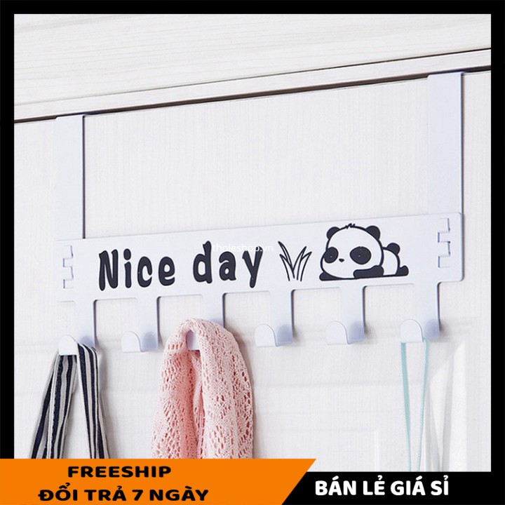 Móc treo quần áo SALE ️ Móc treo sau cửa tiện dụng 6 móc Nice Day 9072