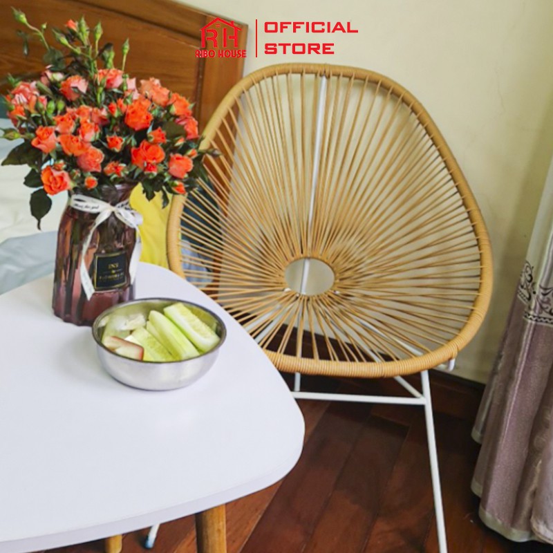 Bàn ghế ban công ngoài trời RIBO HOUSE khung kim loại ngồi uống trà cafe hoặc trang trí phòng khách phòng ngủ RIBO84