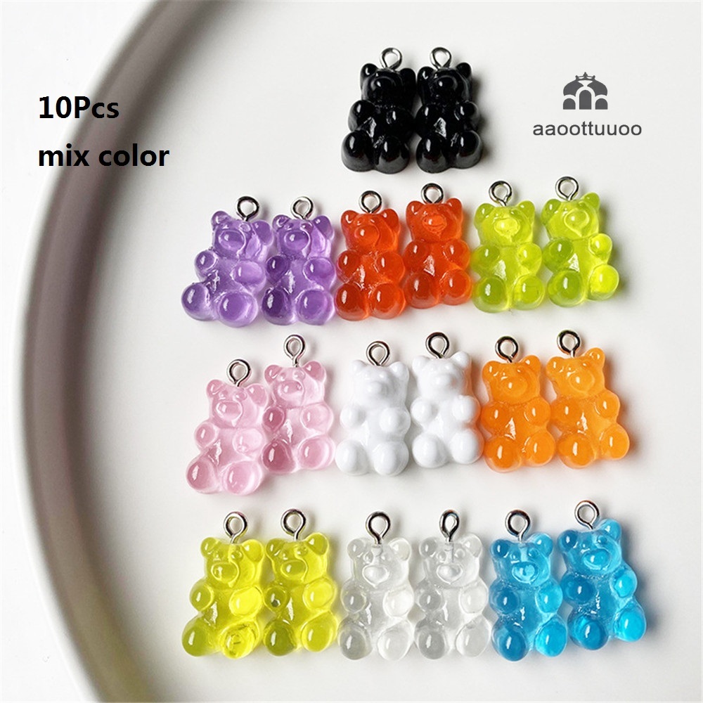 Set 10 Mặt Dây Chuyền Bằng Nhựa Hình Kẹo Dẻo Gấu