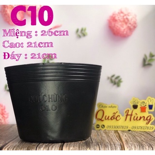  Chậu nhựa đen trồng cây C10 thương hiệu QUỐC HÙNG( dầy dặn )