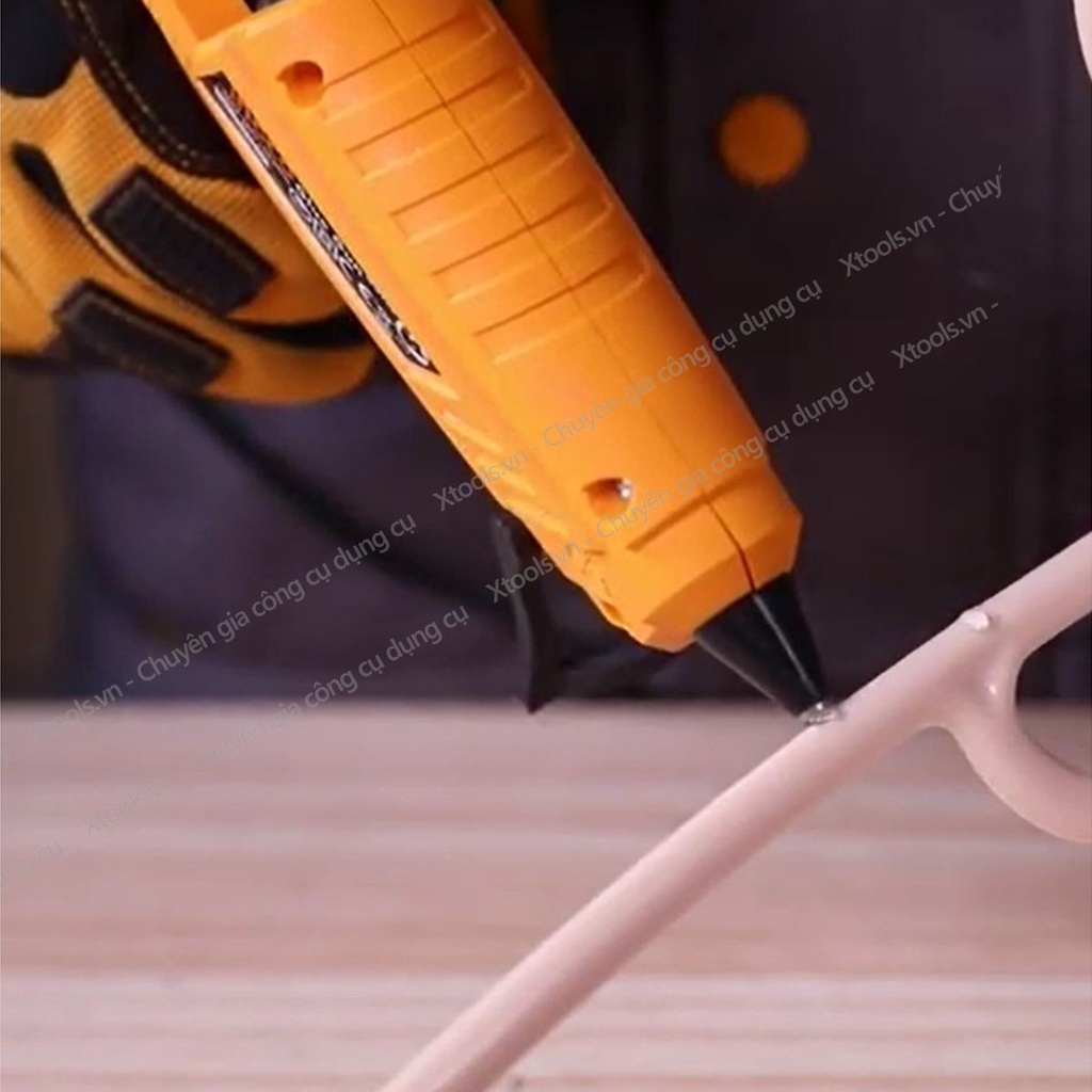 Súng bắn keo nến INGCO GG148 100W 220V. Máy bắn keo cầm tay mini tặng kèm theo 2 cây keo 11.2mm tạo keo 13-18g/p