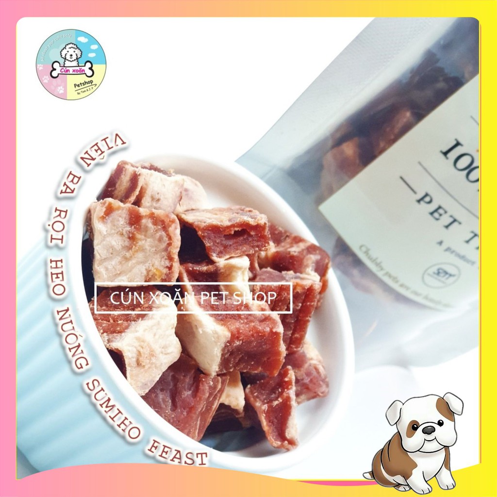 Bánh thưởng cho chó Sumiho Feast 🥩Viên ba rọi heo🥩 (100gr) Thức ăn cho chó từ 2 tháng tuổi