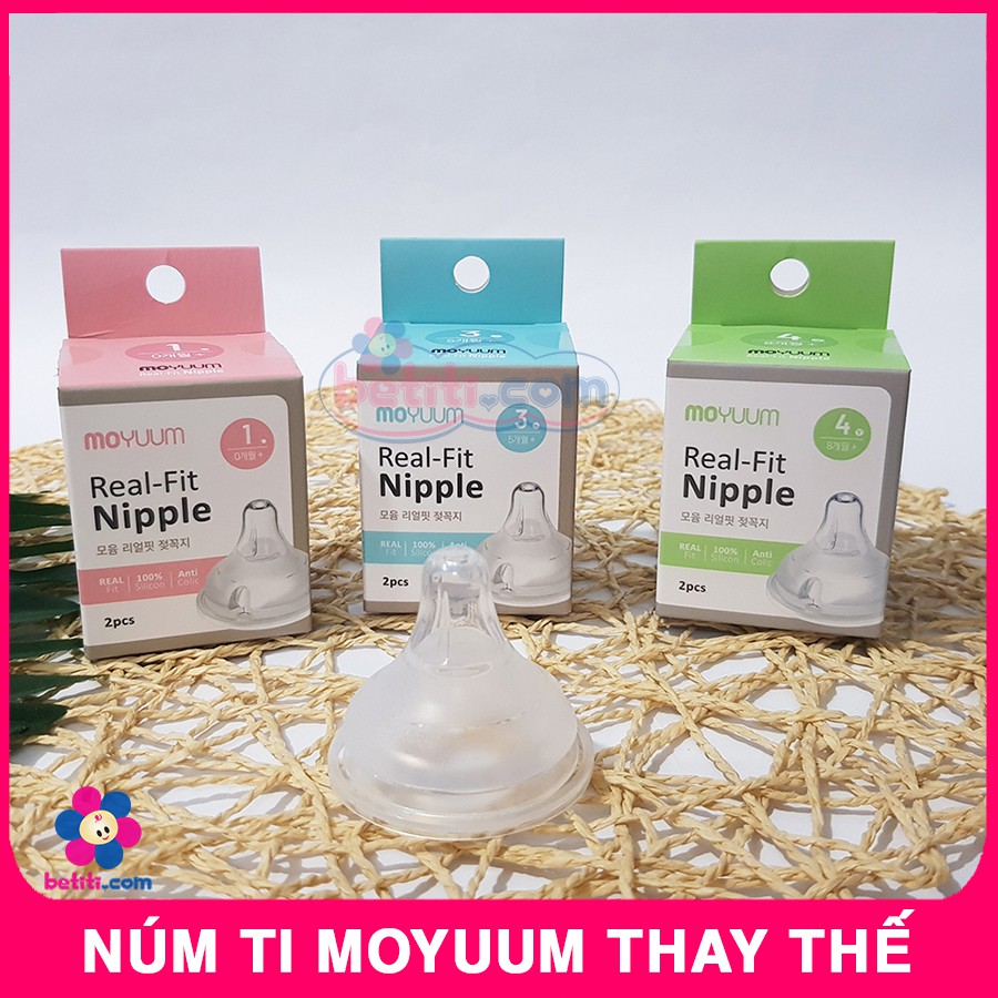 Núm Ti Thay Thế Bình Sữa Moyuum Hàn Quốc Size 1-2-3-4 (Bán Lẻ 1 Núm Ty Ko Hộp)