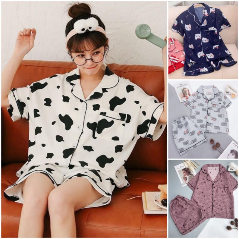 BỘ ĐỒ PIJAMA 💖FREESHIP💖 Bộ mặc nhà nữ mềm mát, hoạ tiết xinh, tay ngắn quần đùi