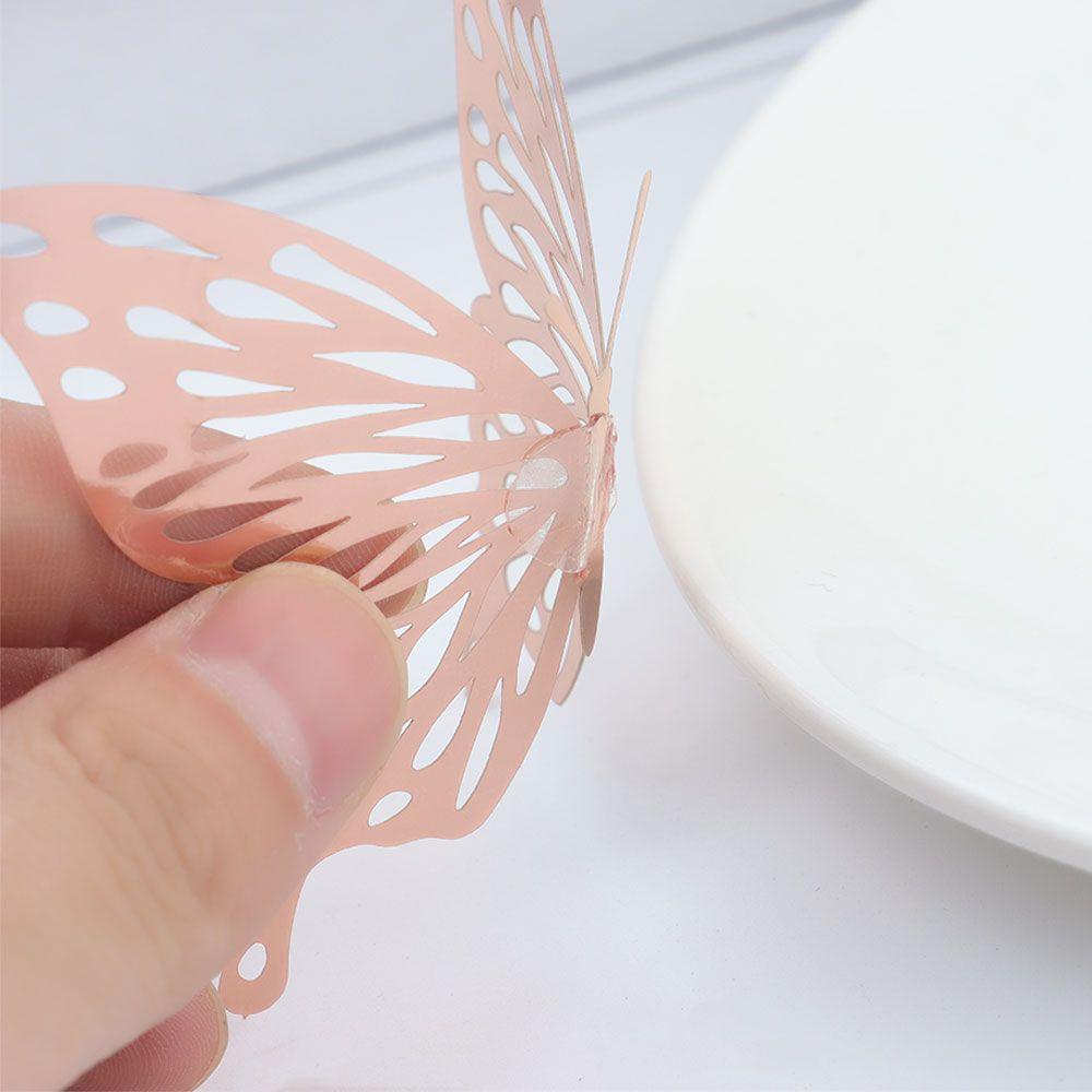 Set 12 Sticker Dán Tường Hình Bướm 3D Bằng Kim Loại Độc Đáo