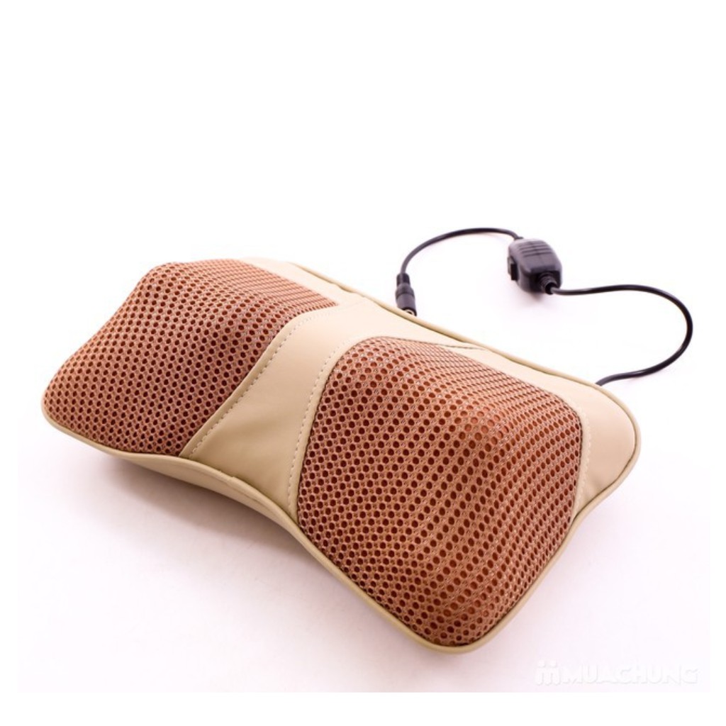 Gối massage hồng ngoại Nhật Bản da sang trọng cho ô tô - Onboard multi-function Shiatsu Massage Pillow, AKIKO Q-021