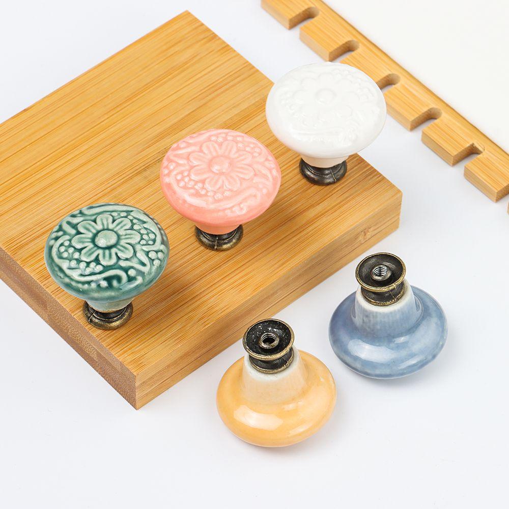 LEISURE Tay Nắm Ngăn Kéo Tủ Hình Tròn Bằng Gốm Nhiều Màu Phong Cách Vintage