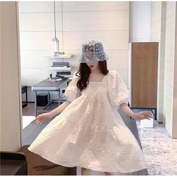 Anna Dress - Đầm xốp cổ vuông tay phồng