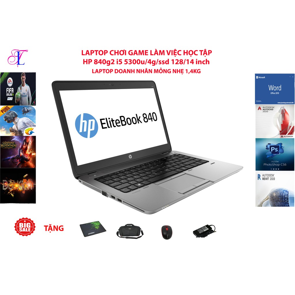 Laptop Utrabook HP EliteBook 840 G2 CORE I5 5300/ RAM 8G/ SSD 256G | BigBuy360 - bigbuy360.vn