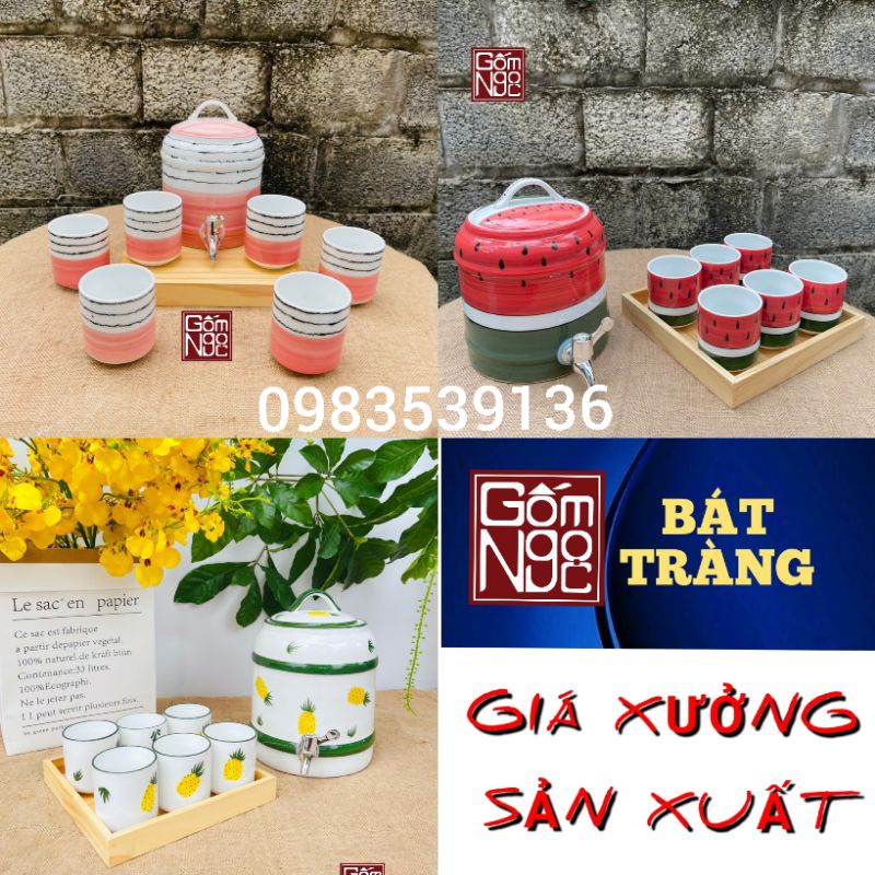 BỘ BÌNH NƯỚC GỐM SỨ CAO CẤP BÁT TRÀNG