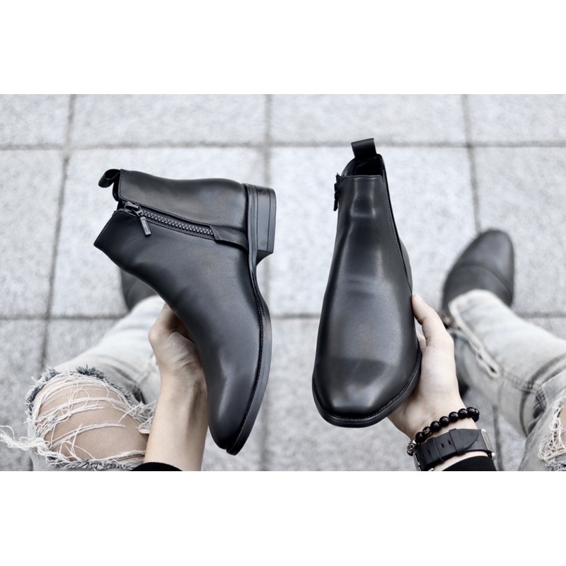 Giày nam cao cổ Chelsea boot kéo khoá tăng chiều cao 5cm | BigBuy360 - bigbuy360.vn