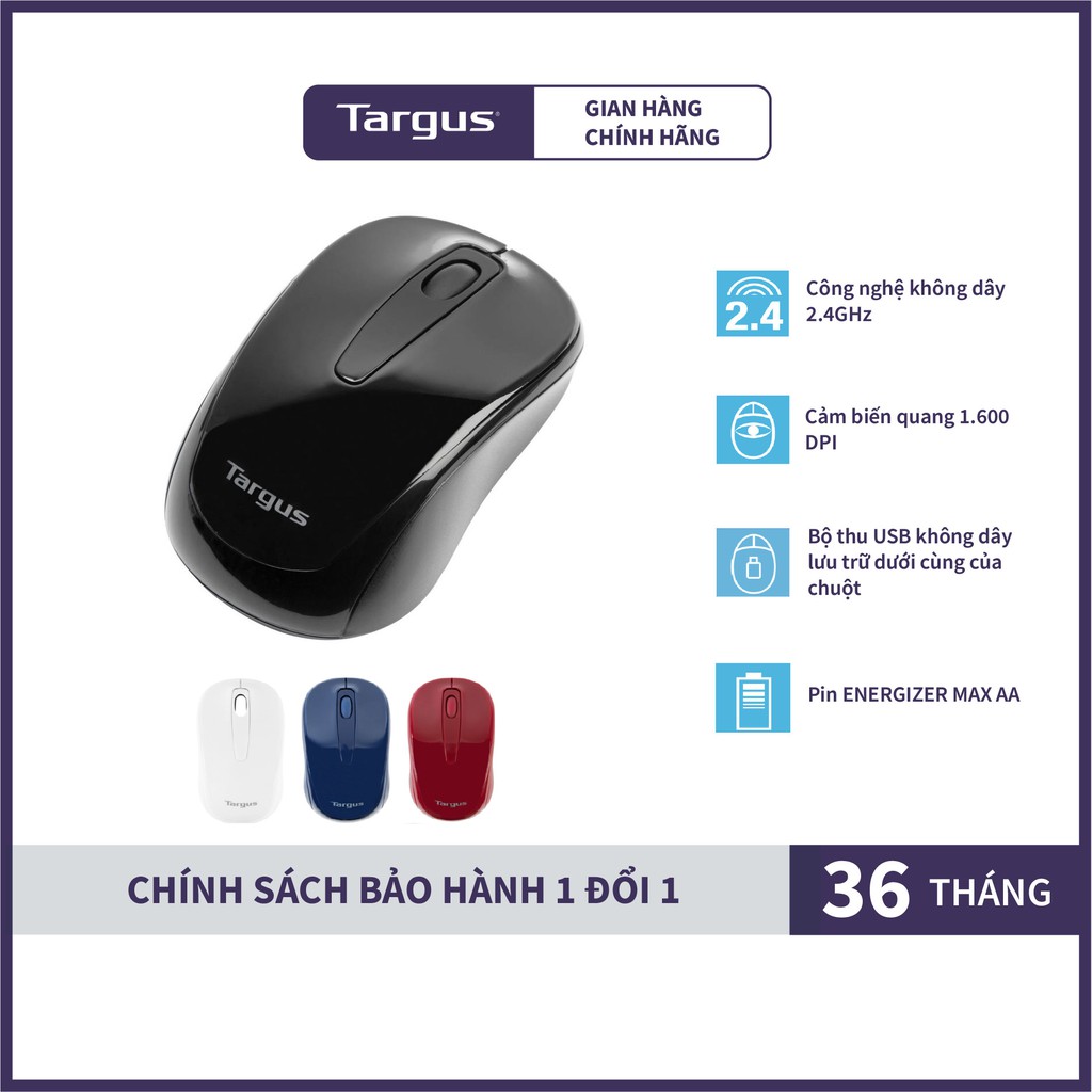 Chuột Không Dây Wireless TARGUS AMW600 Wireless Optical Mouse 1600DPI - Hàng Chính Hãng