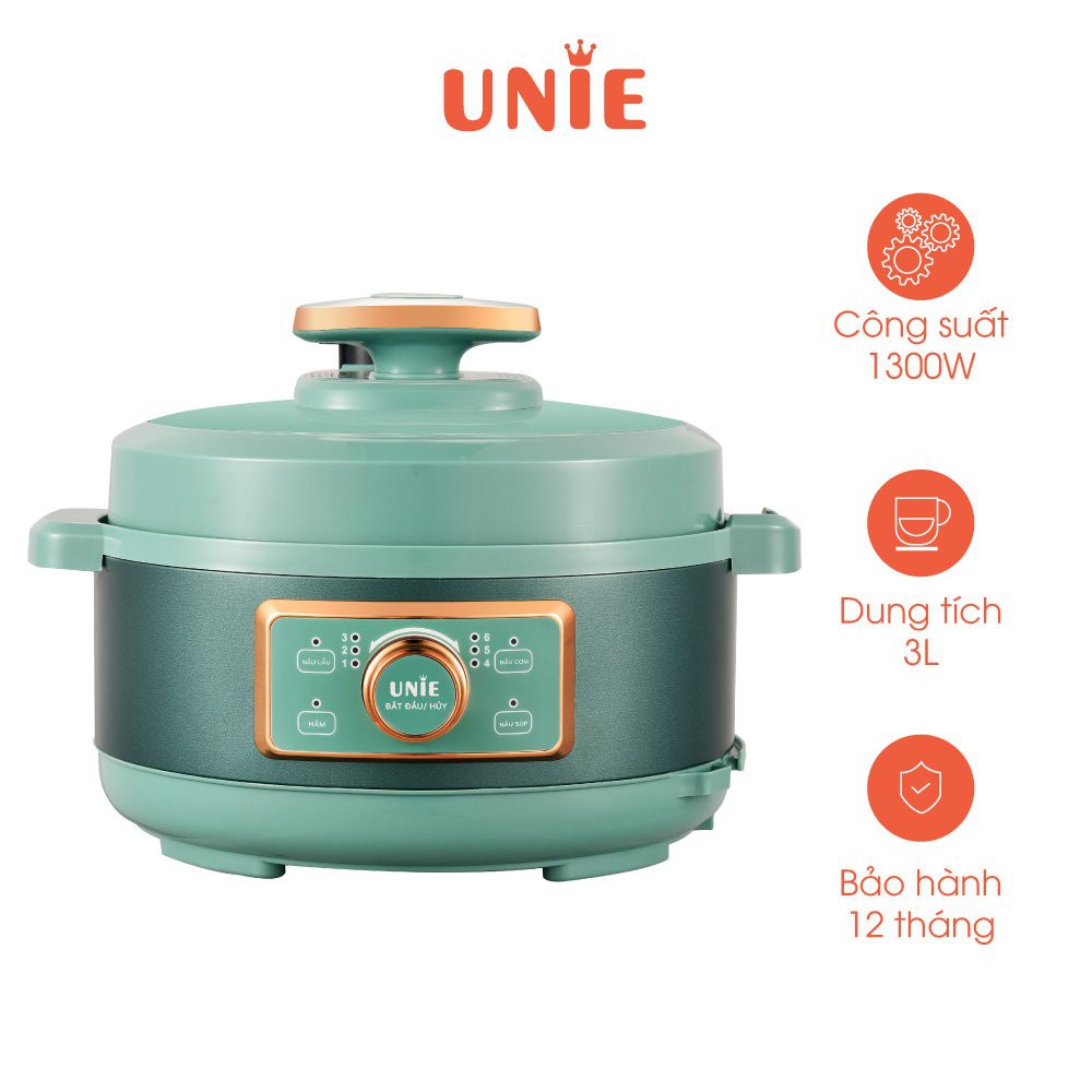 [Mã ELHADEV giảm 4% đơn 300K] Nồi áp suất điện đa năng Unie UN630, công suất 1300W, dung tích 3L,bảo hành chính hãng