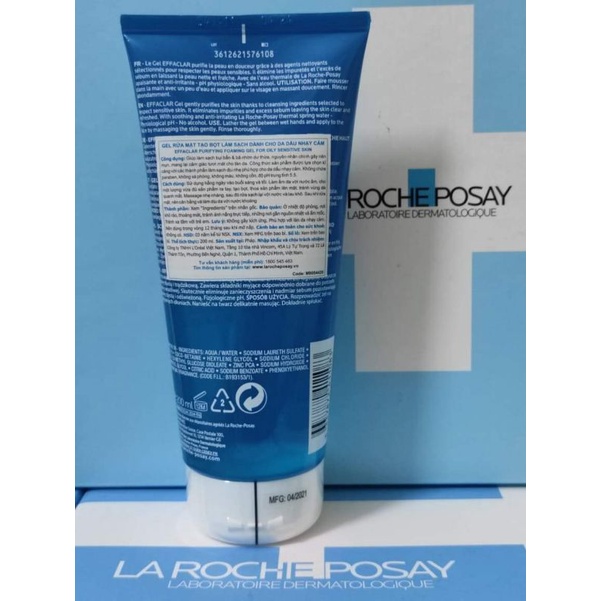 Sữa rửa mặt làm sạch cho da dầu nhạy cảm La Roche Posay Effaclar Gel 200ml/400ml