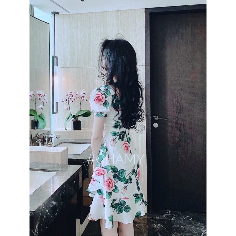 [Mã SKAMA06 giảm 8% tối đa 50K đơn 250K] VNU327 - VÁY TRẮNG CÀNH LÁ HỒNG CỔ TIM VẠT BÈO | BigBuy360 - bigbuy360.vn