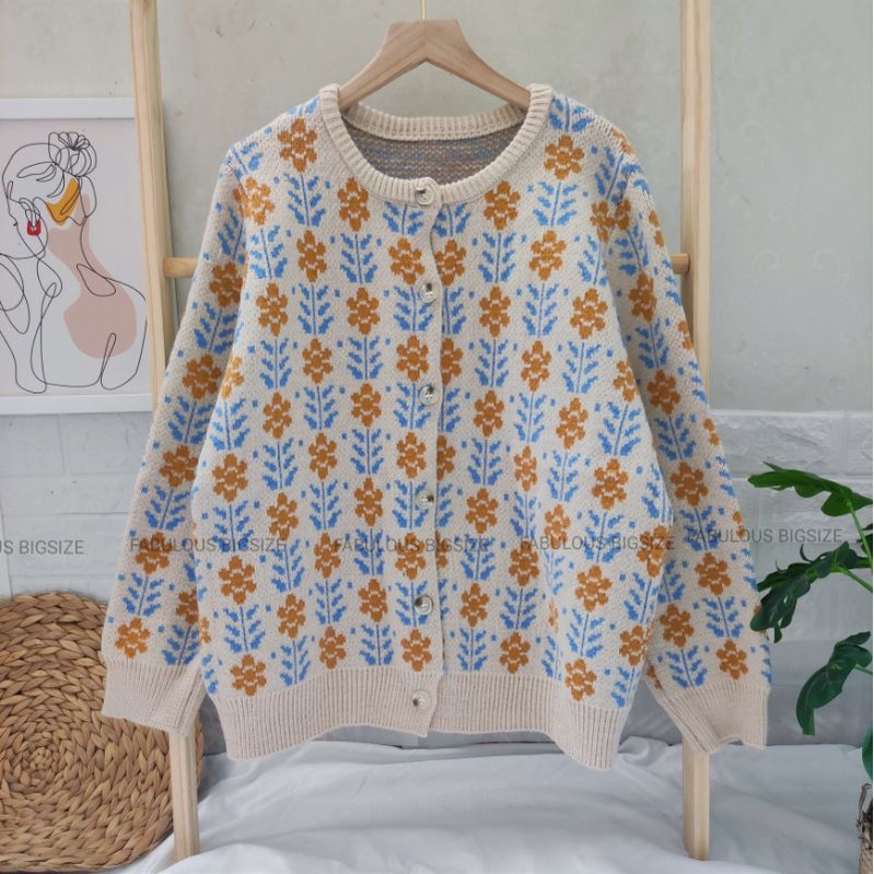 BIGSIZE Áo cardigan len vintage cho người béo mập Fabulous BIGSIZE