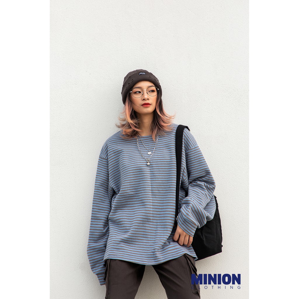 [Mã WABRLOW5 giảm 15% đơn 300K] Áo nỉ dài tay kẻ ngang Minion Clothing, phong cách Ulzzang Streetwear A2807