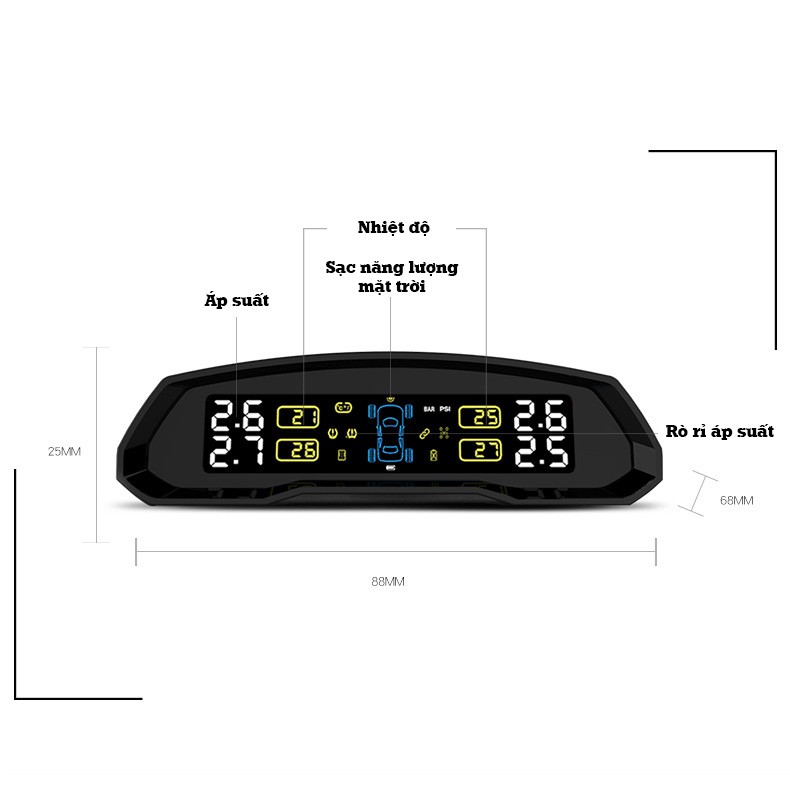 Cảm Biến Áp Suất Lốp Ô Tô TPMS Cao Cấp CareUD T802 (2 phiên bản, Gắn Trong hoặc Gắn Ngoài)