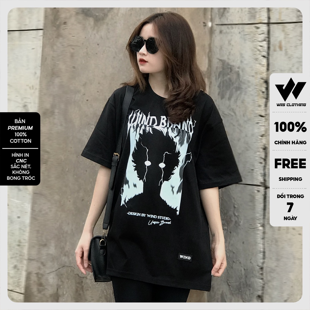Áo thun tay lỡ unisex form rộng WIIS phông oversize cotton 65% ANIME nam nữ ulzzang