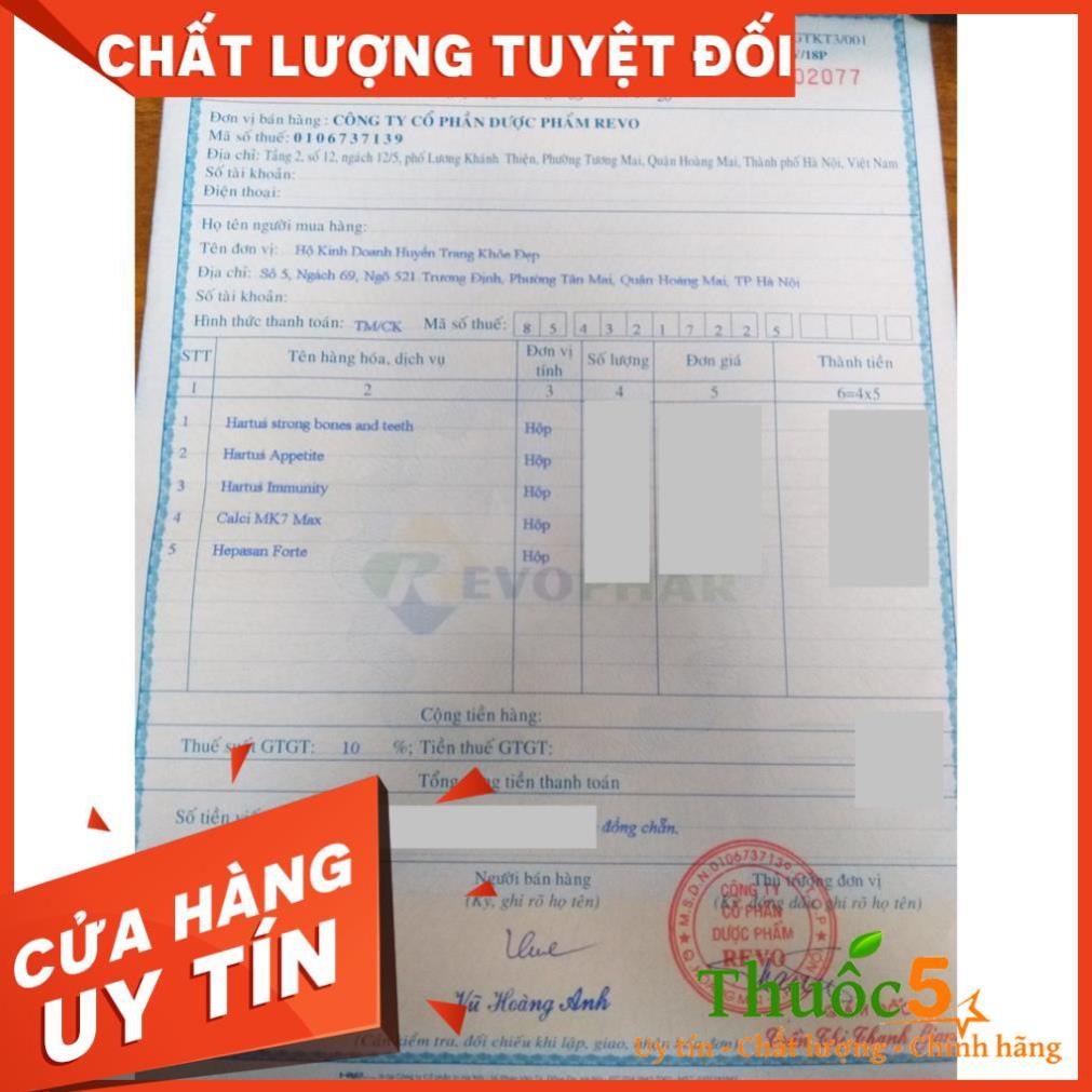 Canxi Hartus Strong Bones and Teeth bổ sung vitamin d3 k2 mk7, siro hatus canxi hữu cơ cho bé Lọ 150ml