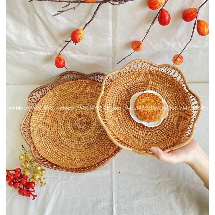 Rổ mây tròn đan cánh sen - hàng thủ công mỹ nghệ xuất khẩu - Mộc Ánh Dương
