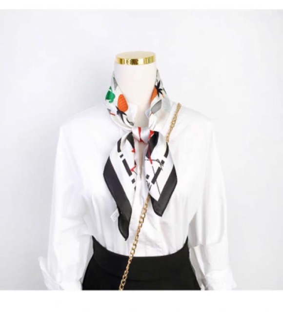 Khăn turban lụa in hình con hạc size  70x70cm - Maben