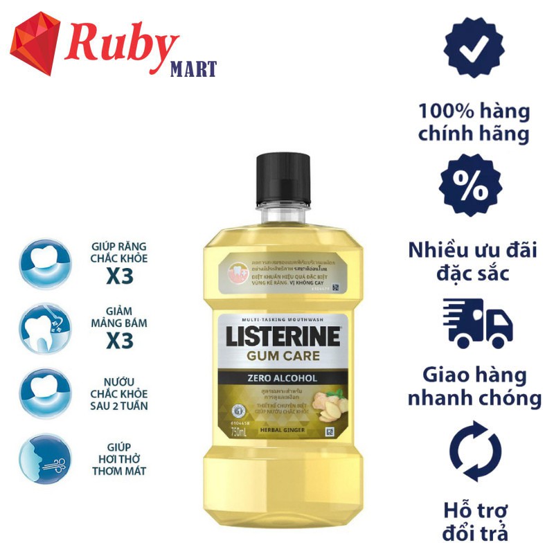 Nước Súc Miệng Listerine Gum Care Giúp Nướu Chắc Khỏe - Dung Tich 250ml-750ml