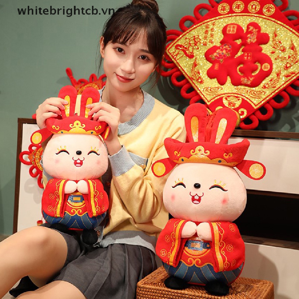 // 2023 new year fashion // Chinese Zodiac Fortuna Rabbit New Year Tang Suit cute Rabbit Home Decor Stuffed Toy Creative New Year Special Gift For Kids .