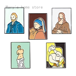 Ghim Cài Áo Họa Tiết Tranh Sơn Dầu Van Gogh Dễ Phối Đồ Lz2841