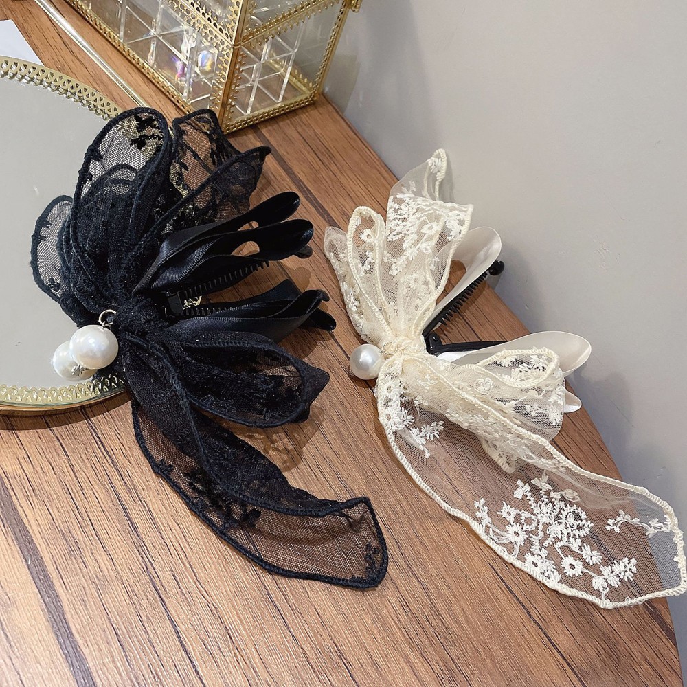 Kẹp Tóc Đính Nơ Và Ngọc Trai Xinh Xắn Cho Nữ