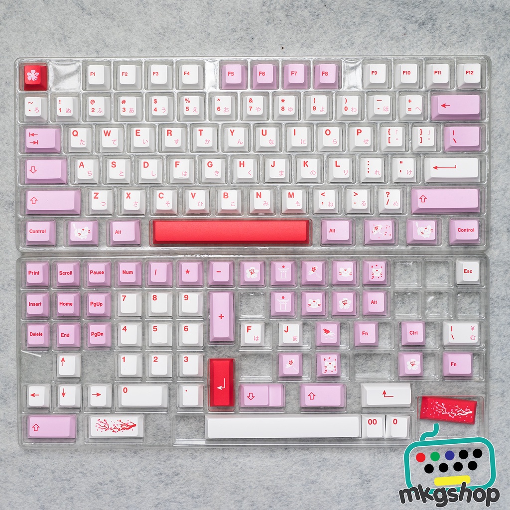 Keycap GMK Hazakura clone PBT 133 nút bàn phím cơ in nhiệt sắc nét màu đẹp, profile cherry