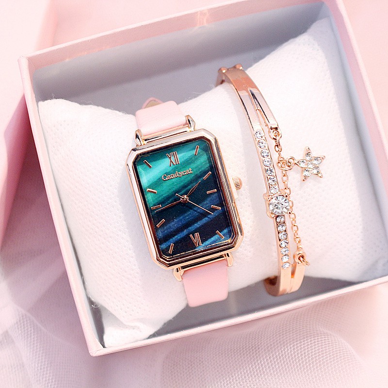 Đồng hồ nữ thời trang Cadycat dây da mặt chữ nhật ám xanh cực đẹp, 6 màu dể dàng phối đồ ( Mã: CDC03 ) | BigBuy360 - bigbuy360.vn