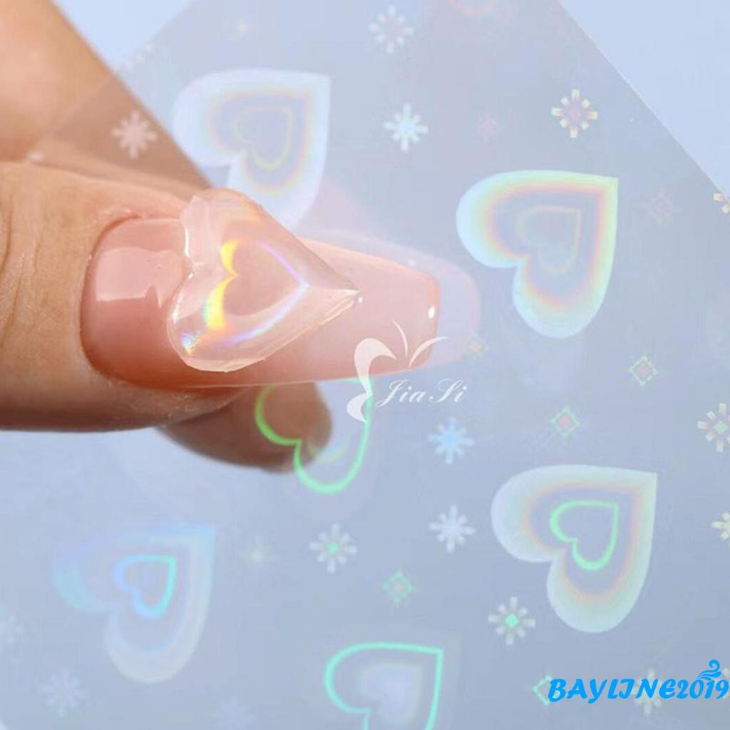 [Hàng mới về] Miếng dán trang trí móng tay hình trái tim nhiều màu sắc thời trang