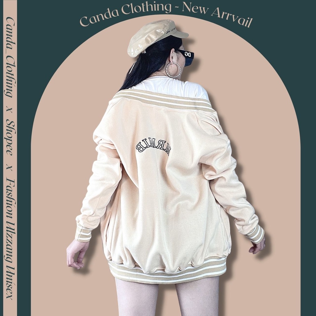 Áo Khoác Bomber Đôi Nam Nữ Nỉ Bông Dày Dặn Form Rộng Unisex Áo Khoác Cardigan Nữ Bomber Cài Nút Thun