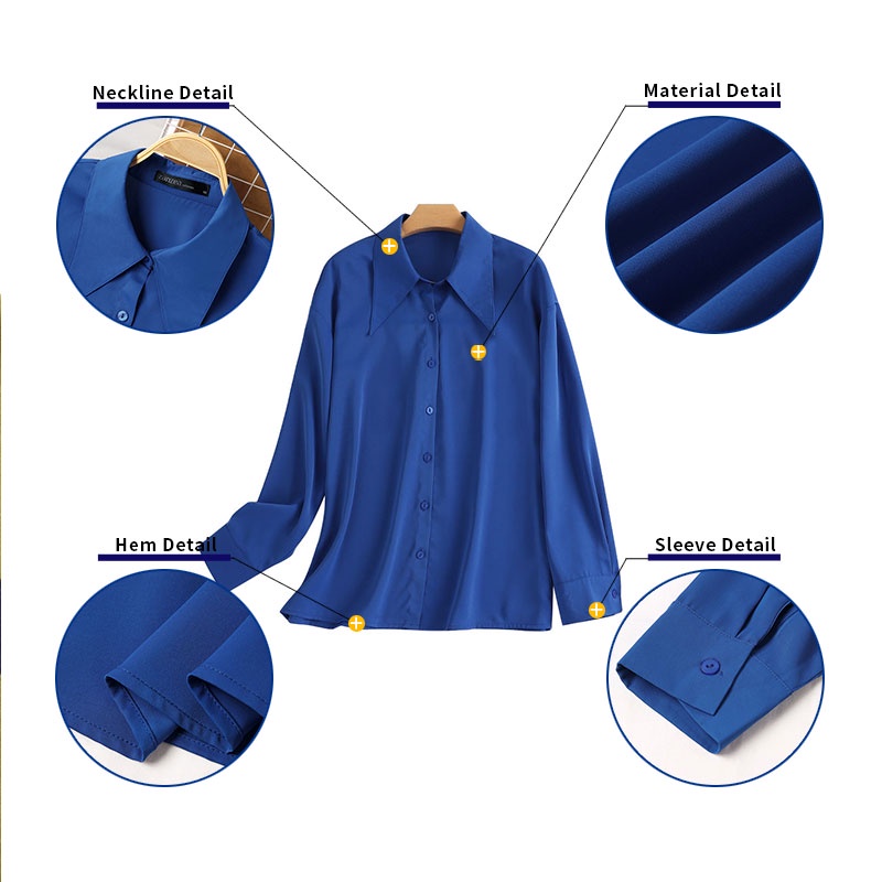 Áo sơ mi nữ ZANZEA tay dài dáng rộng cài nút màu trơn đơn giản dễ phối đồ