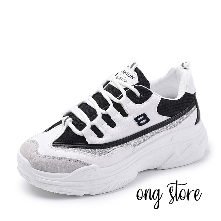 MIỄN PHÍ SHIP Giày thể thao nữ đế cao phong cách Hàn Quốc trắng đen (số 8) | BigBuy360 - bigbuy360.vn