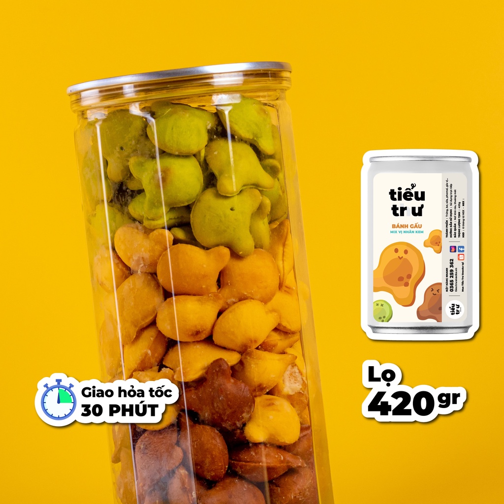 Bánh gấu nhân kem mix vị đặc biệt | 420g | Ăn vặt Tiểu Trư Snacks Hà Nội ngon rẻ