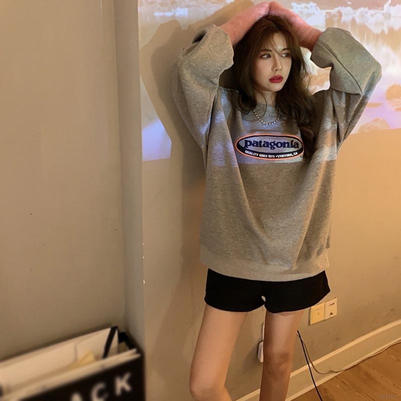 Áo Sweater Tay Dài Cổ Tròn In Chữ Phong Cách Retro Hàn Quốc Cho Nữ