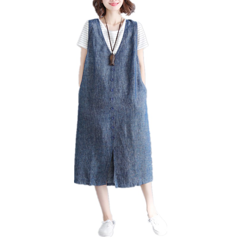 ZANZEA Đầm maxi form rộng sát nách xẻ tà thời trang dành cho nữ | BigBuy360 - bigbuy360.vn