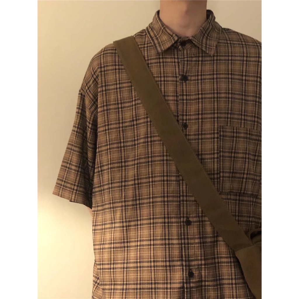 Áo Sơ Mi Nam Tay Ngắn Kẻ Sọc Caro Trẻ Trung Thời Trang Unisex Hàn Quốc Bigsize Simple Áo Sơ Mi Nữ