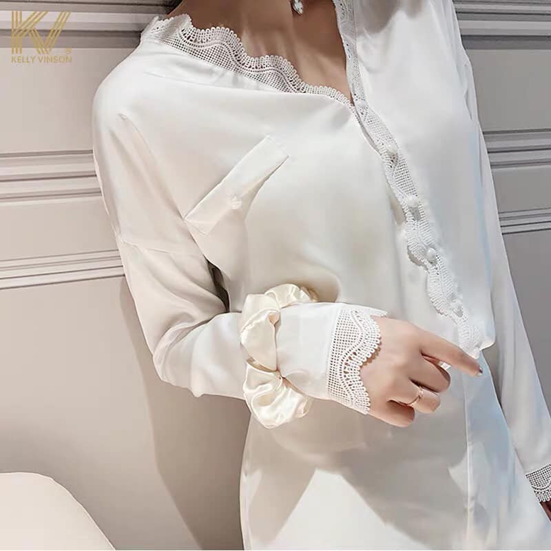 DOJI - Bồ đồ ngủ lụa cúc ngọc dài tay( QCCC có sẵn) - MUỐI SLEEPWEAR M10