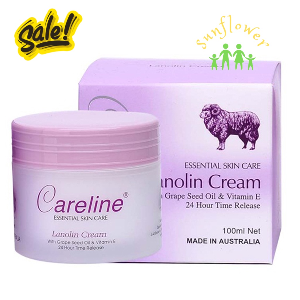 Kem mỡ cừu tím Careline Lanolin Cream with grape seed oil & vitamin e Australia 100ml